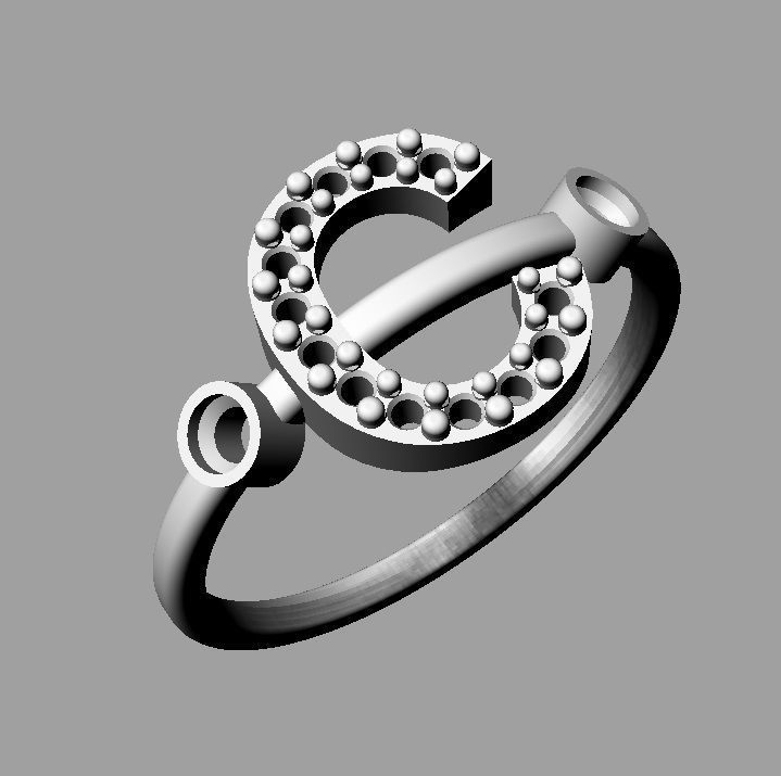 Diamond Letter Ring - C 3D print model_13