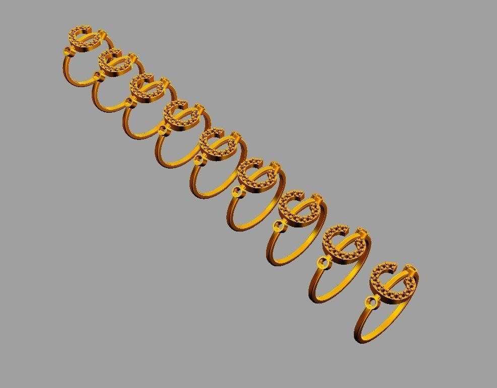 Diamond Letter Ring - C 3D print model_4