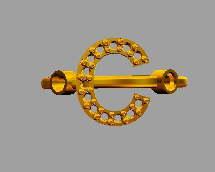 Diamond Letter Ring - C 3D print model_8