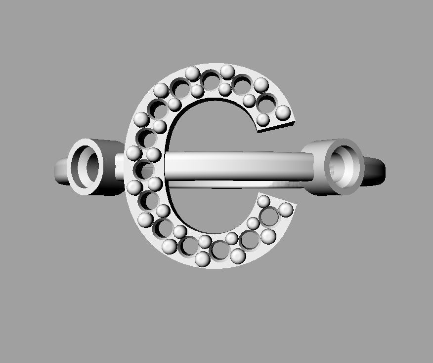 Diamond Letter Ring - C 3D print model_14