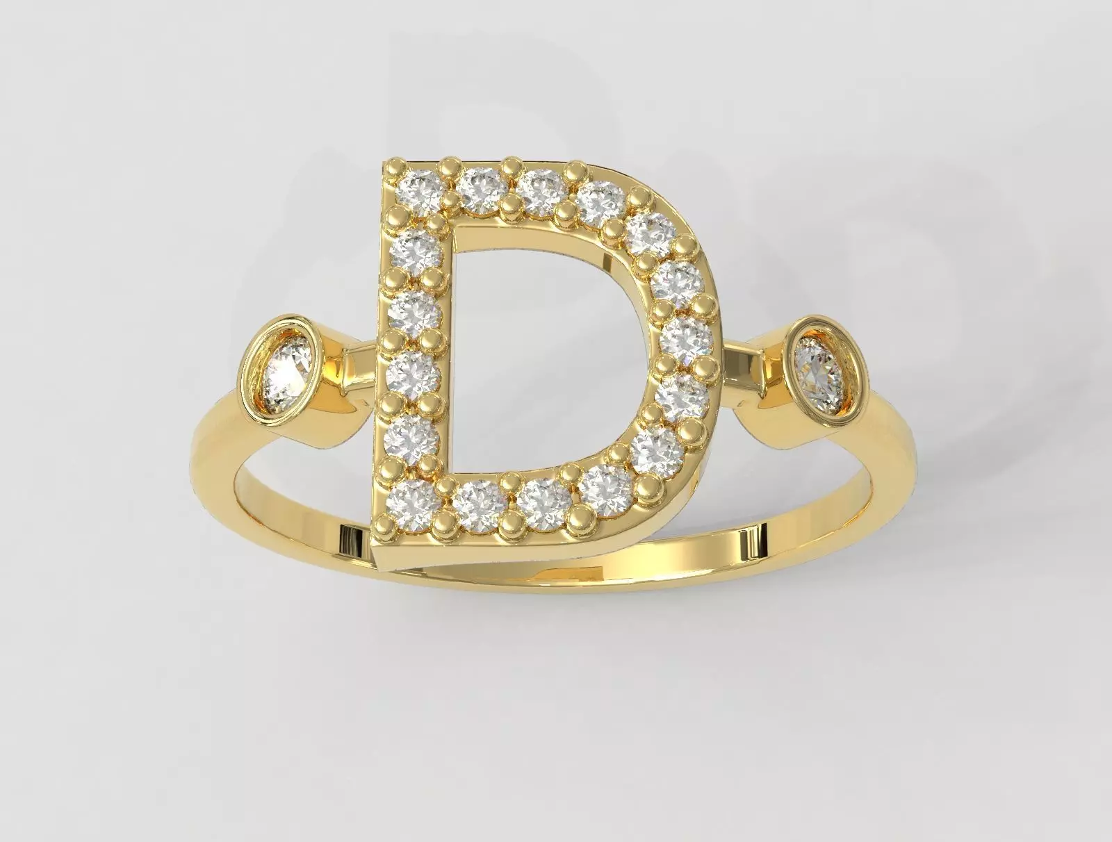 Diamond Letter Ring - D 3D print model_0