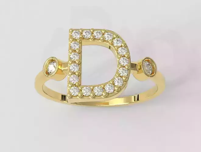  Diamond Letter Ring - D 3D print model