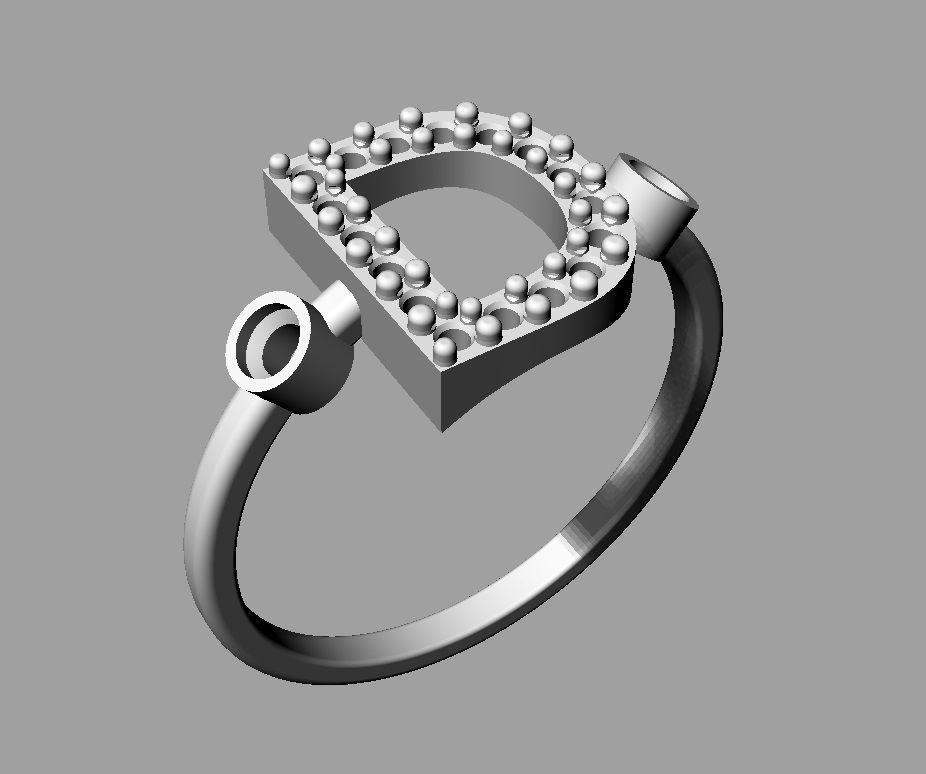 Diamond Letter Ring - D 3D print model_14