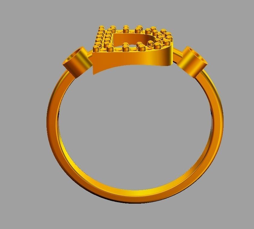 Diamond Letter Ring - D 3D print model_7