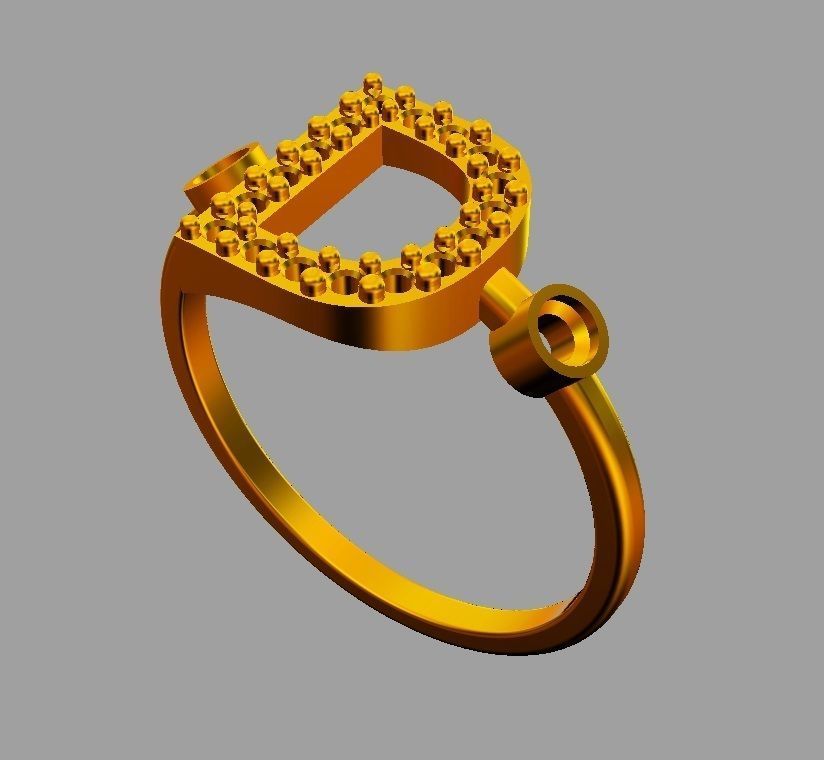 Diamond Letter Ring - D 3D print model_8