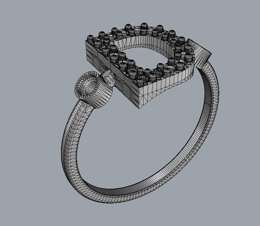 Diamond Letter Ring - D 3D print model_10
