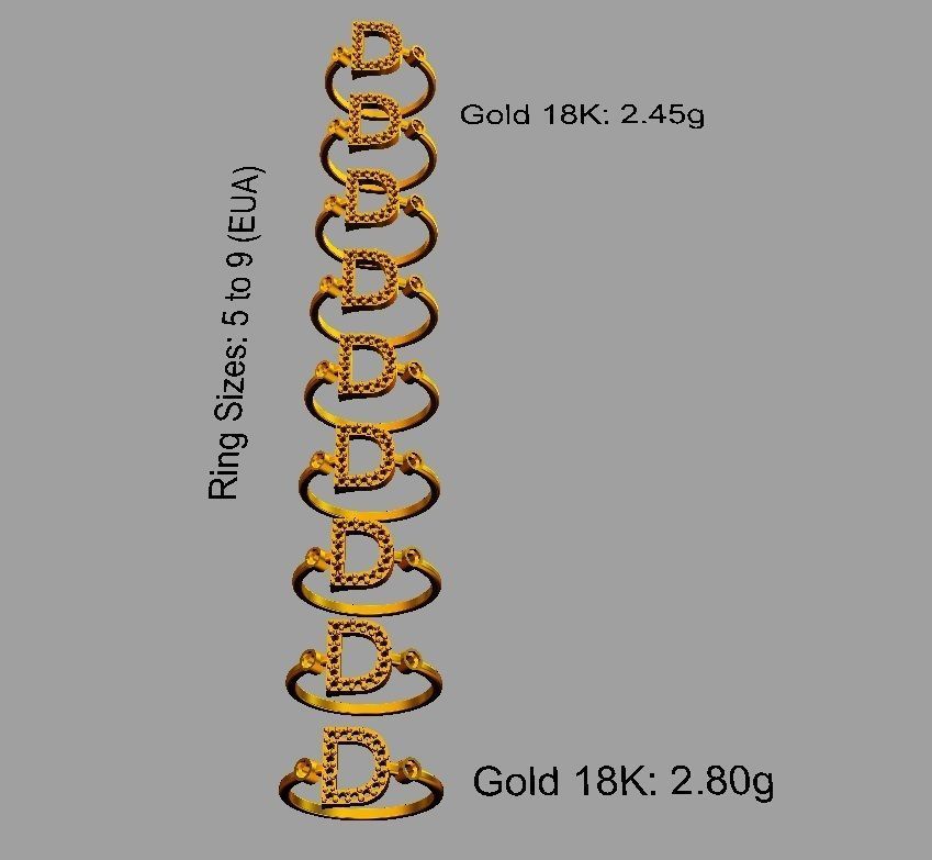 Diamond Letter Ring - D 3D print model_3