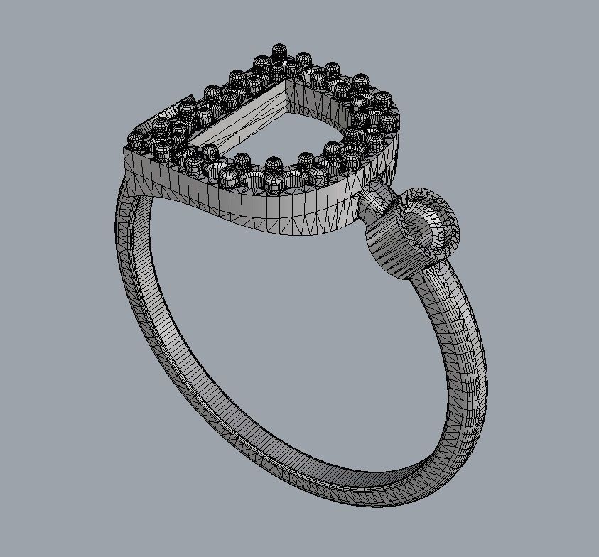 Diamond Letter Ring - D 3D print model_12