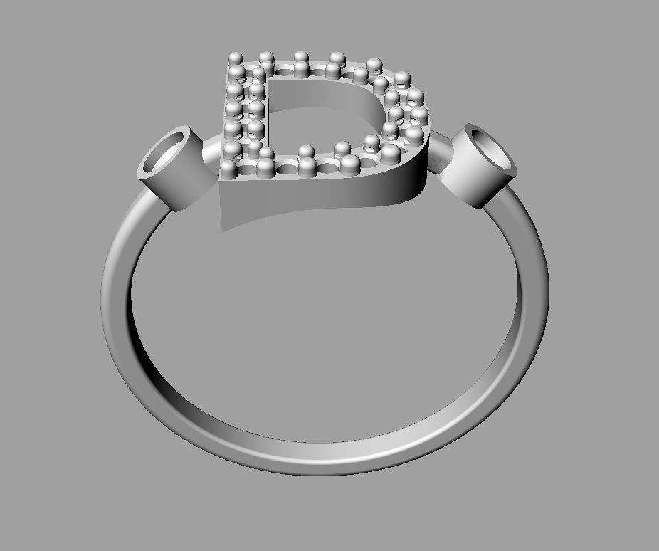 Diamond Letter Ring - D 3D print model_13