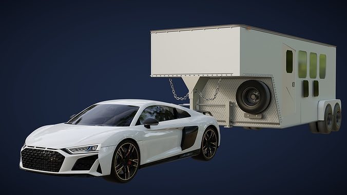Audi r8 with horse trailer unreal project with AVS-no logo 3D model