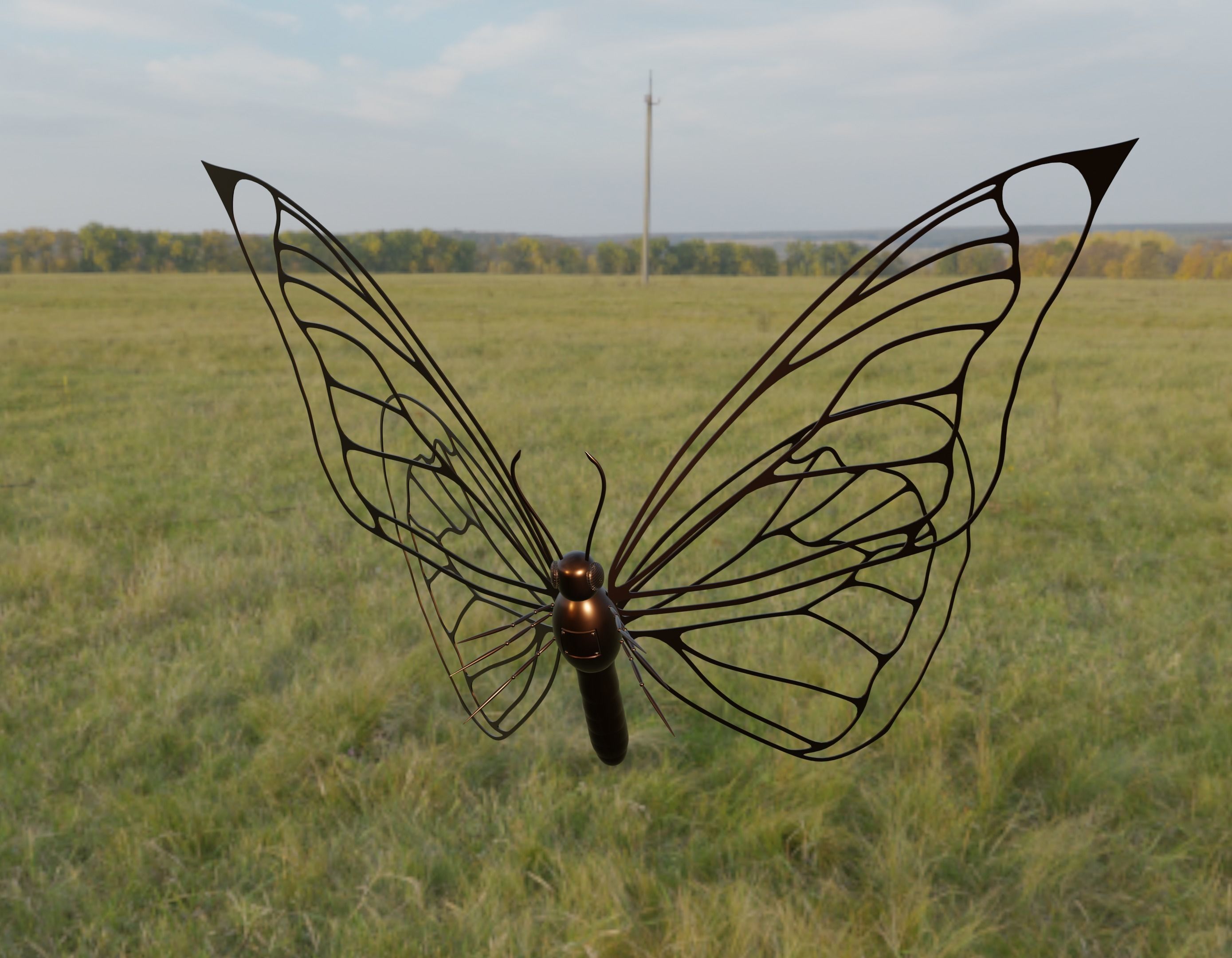 Mechanical butterfly 3D model_3