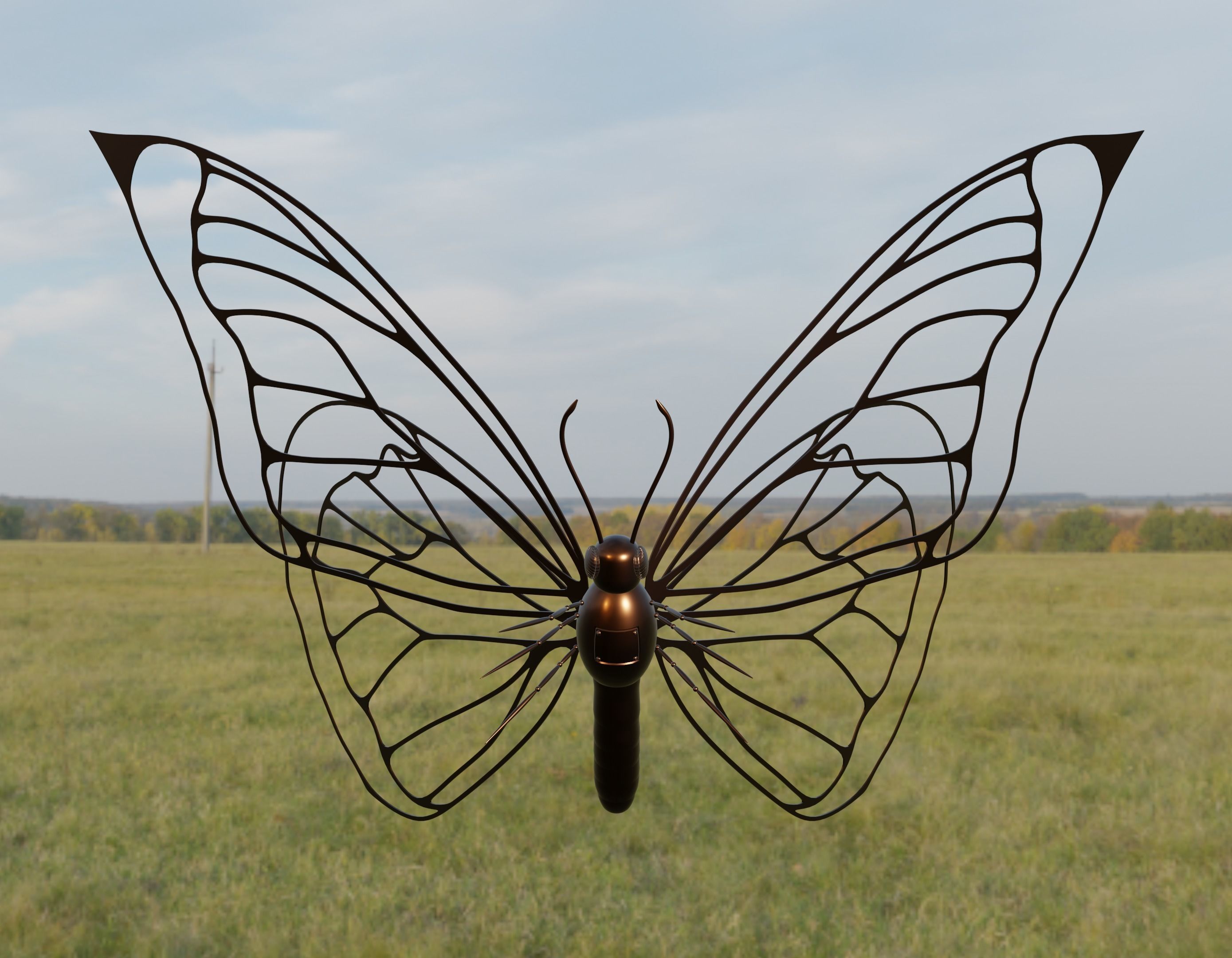 Mechanical butterfly 3D model_2