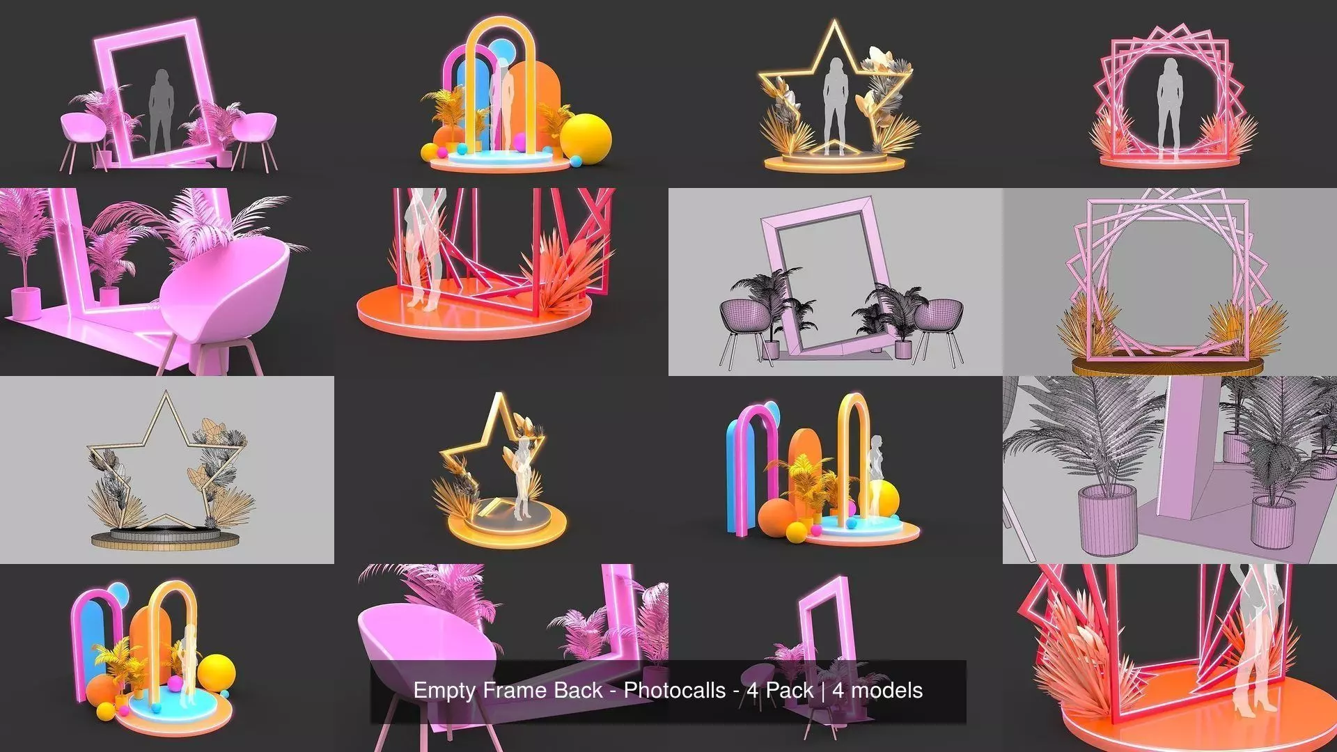 Empty Frame Back - Photocalls - 4 Pack 3D Model Collection_0