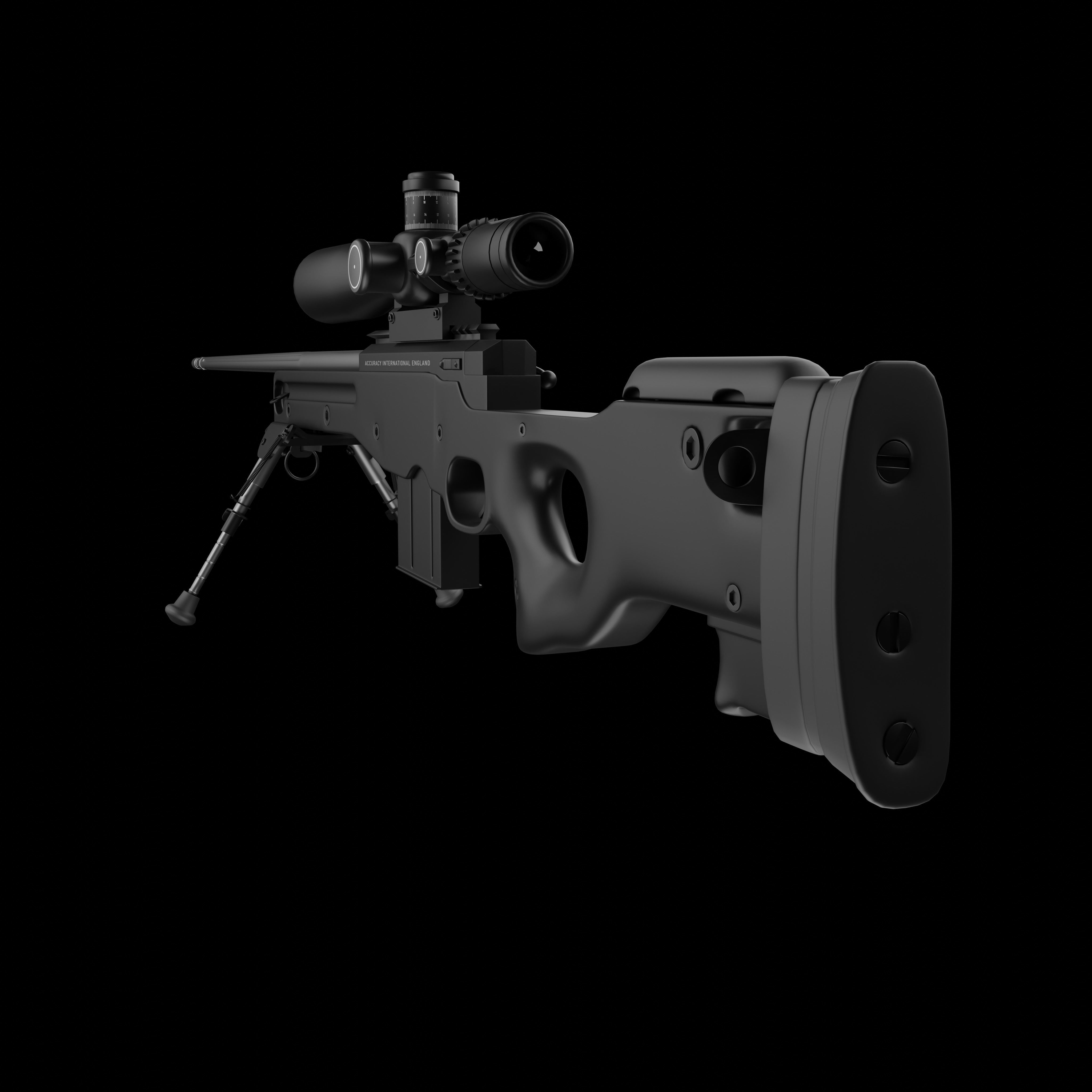 Sniper Rifle Low-poly 3D model_6