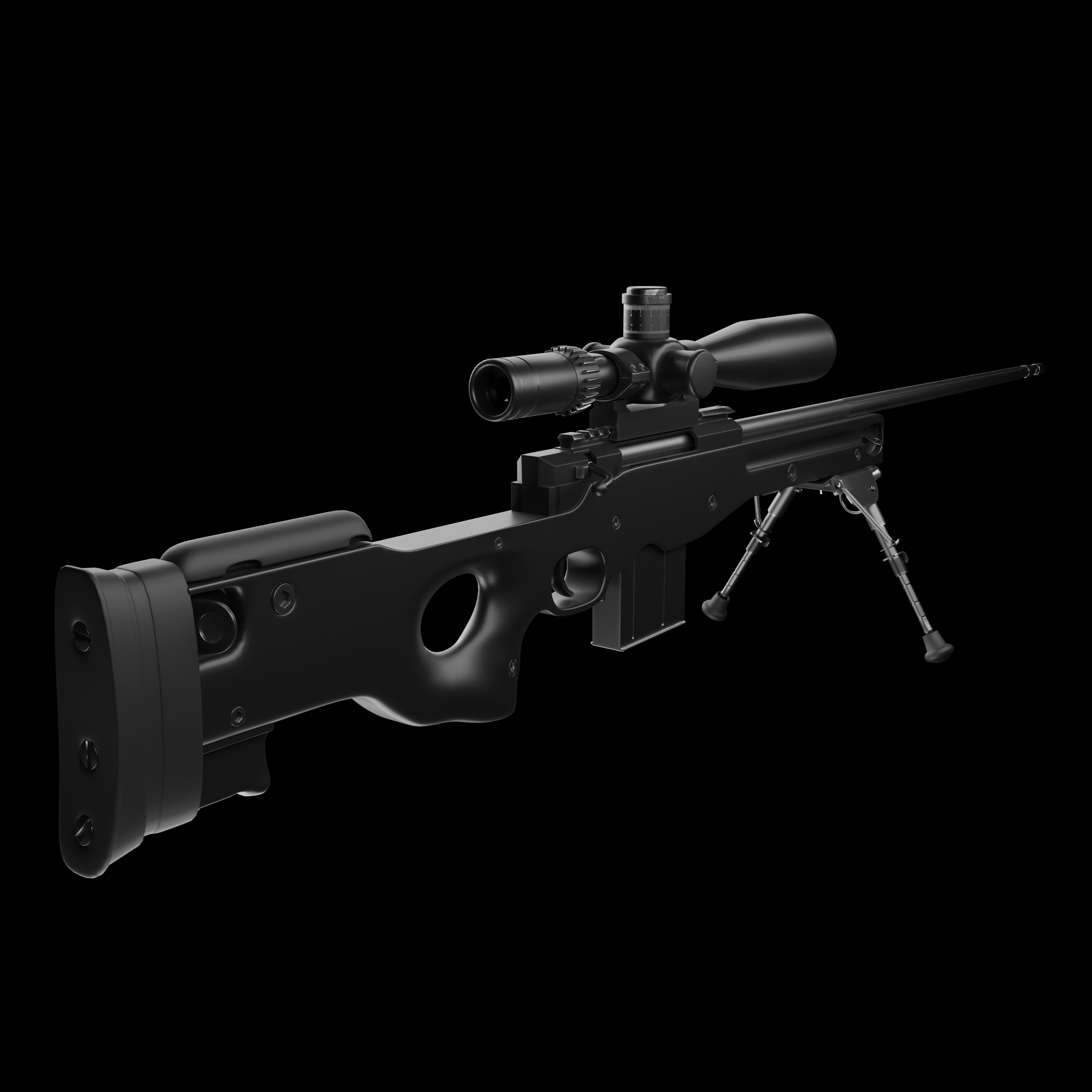 Sniper Rifle Low-poly 3D model_11