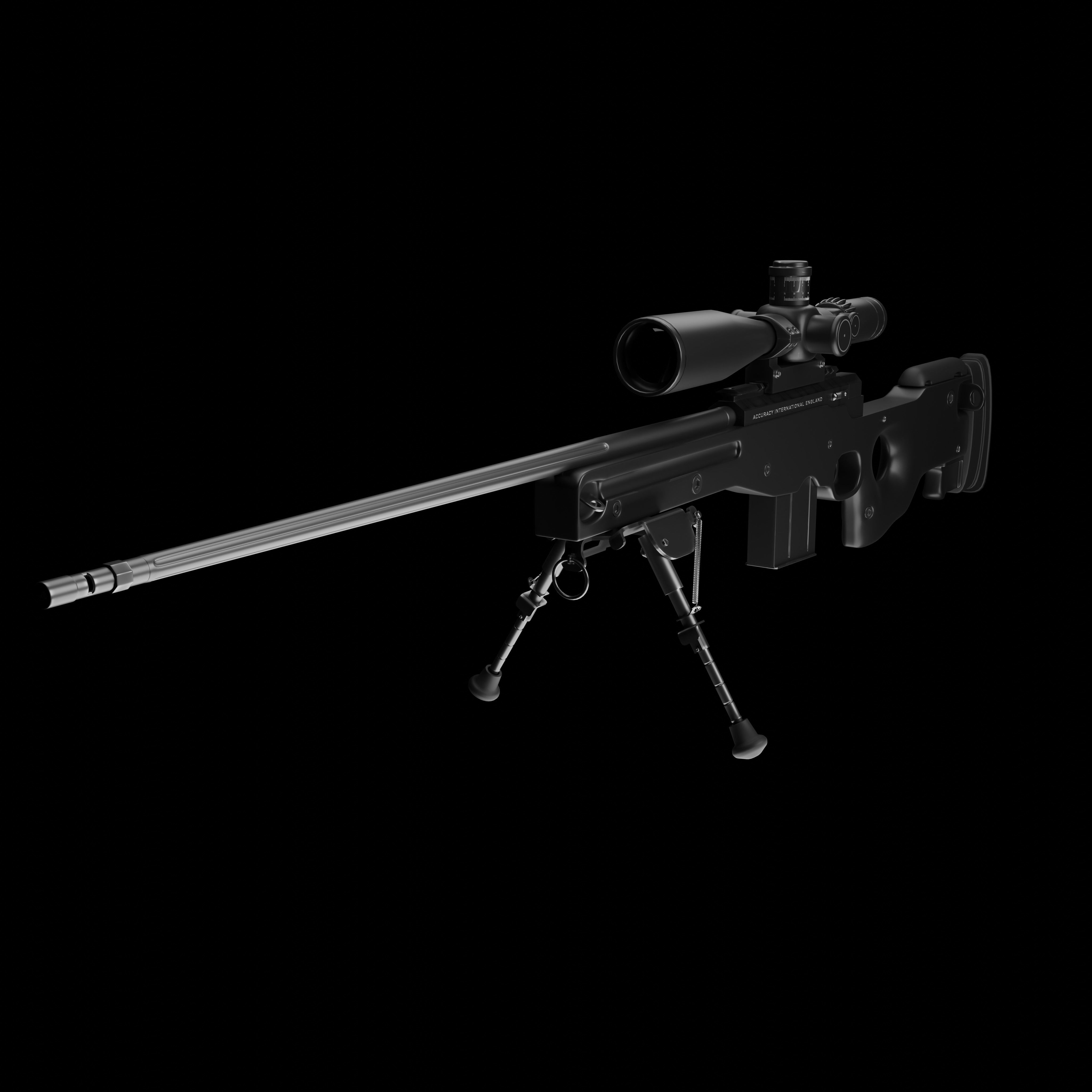 Sniper Rifle Low-poly 3D model_7