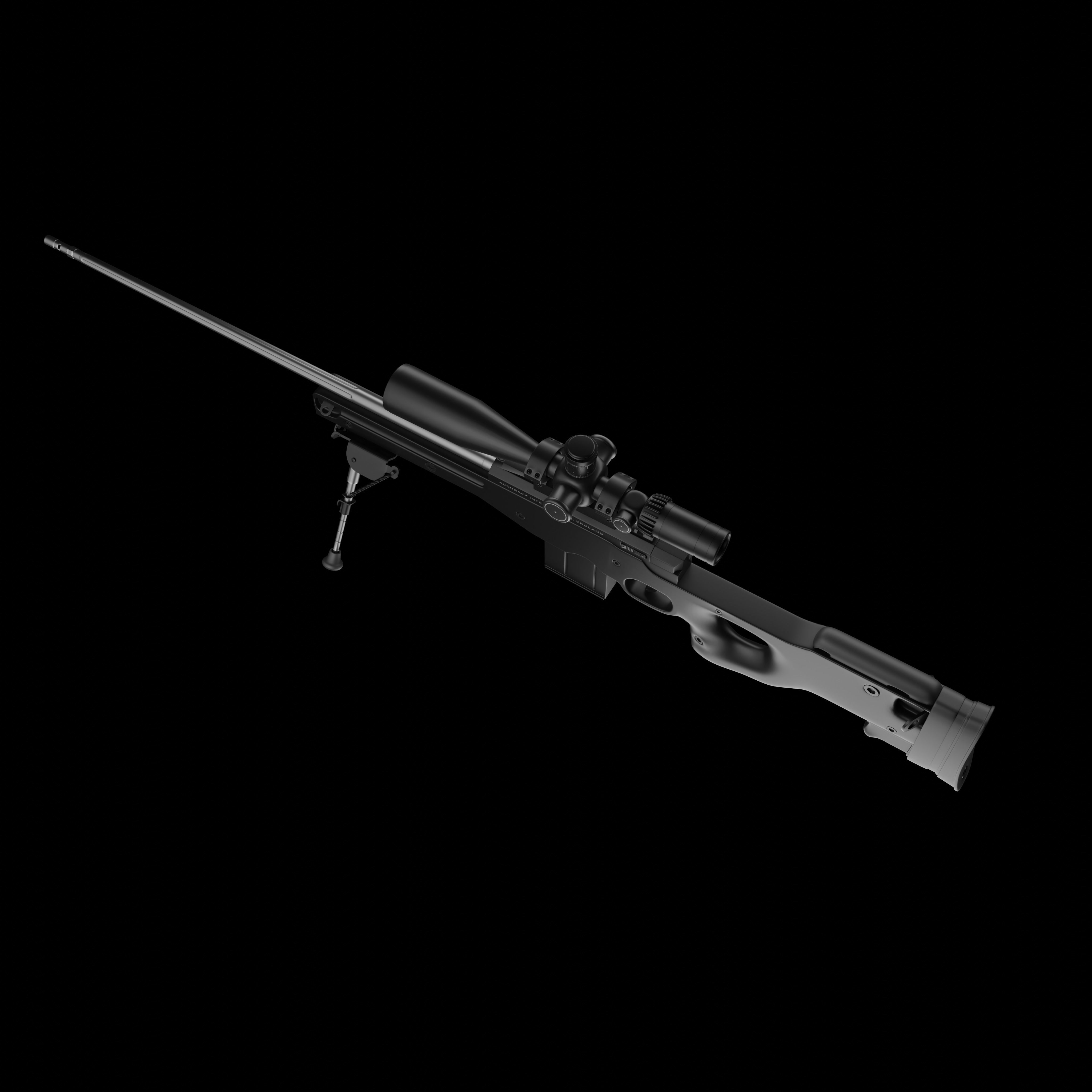 Sniper Rifle Low-poly 3D model_3