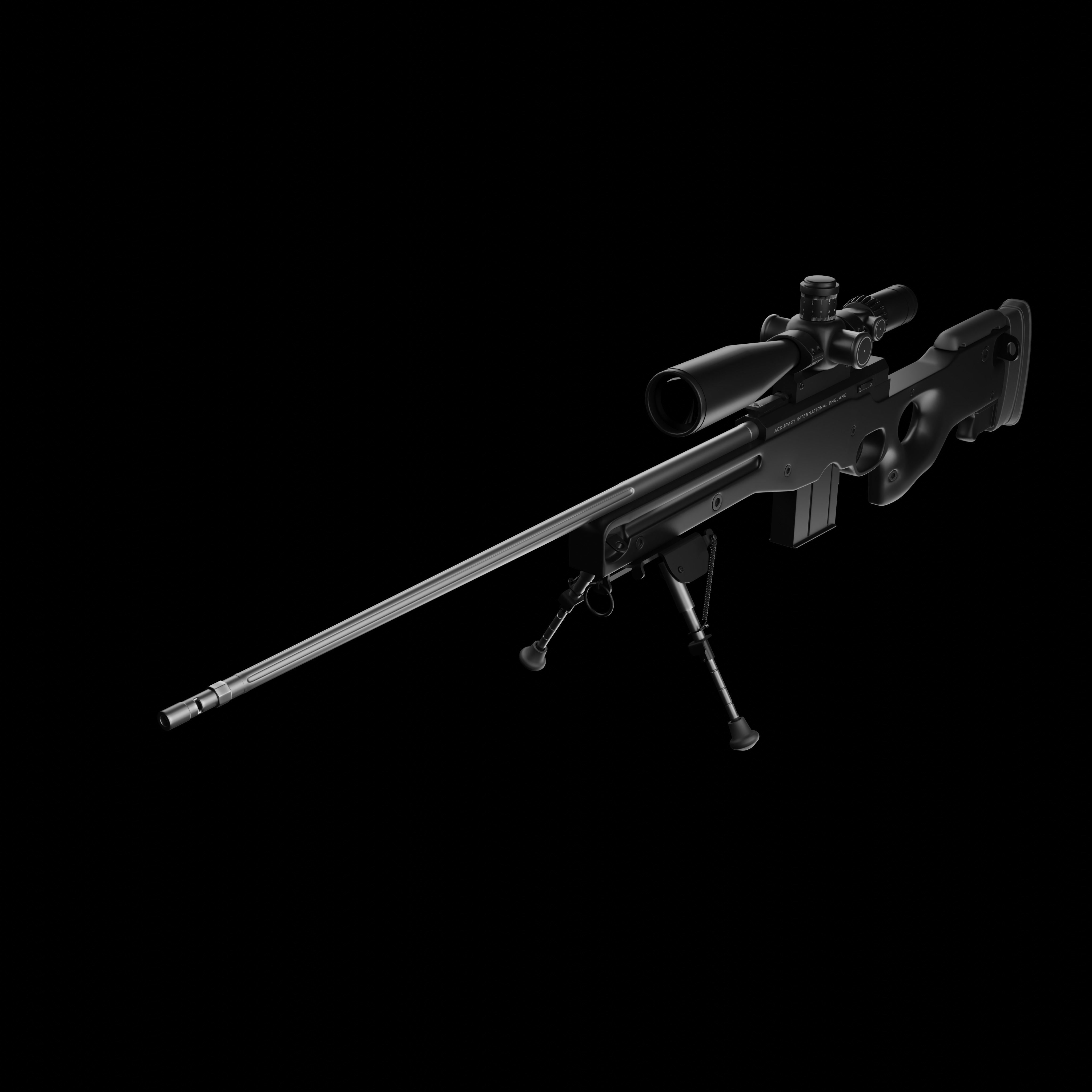 Sniper Rifle Low-poly 3D model_2
