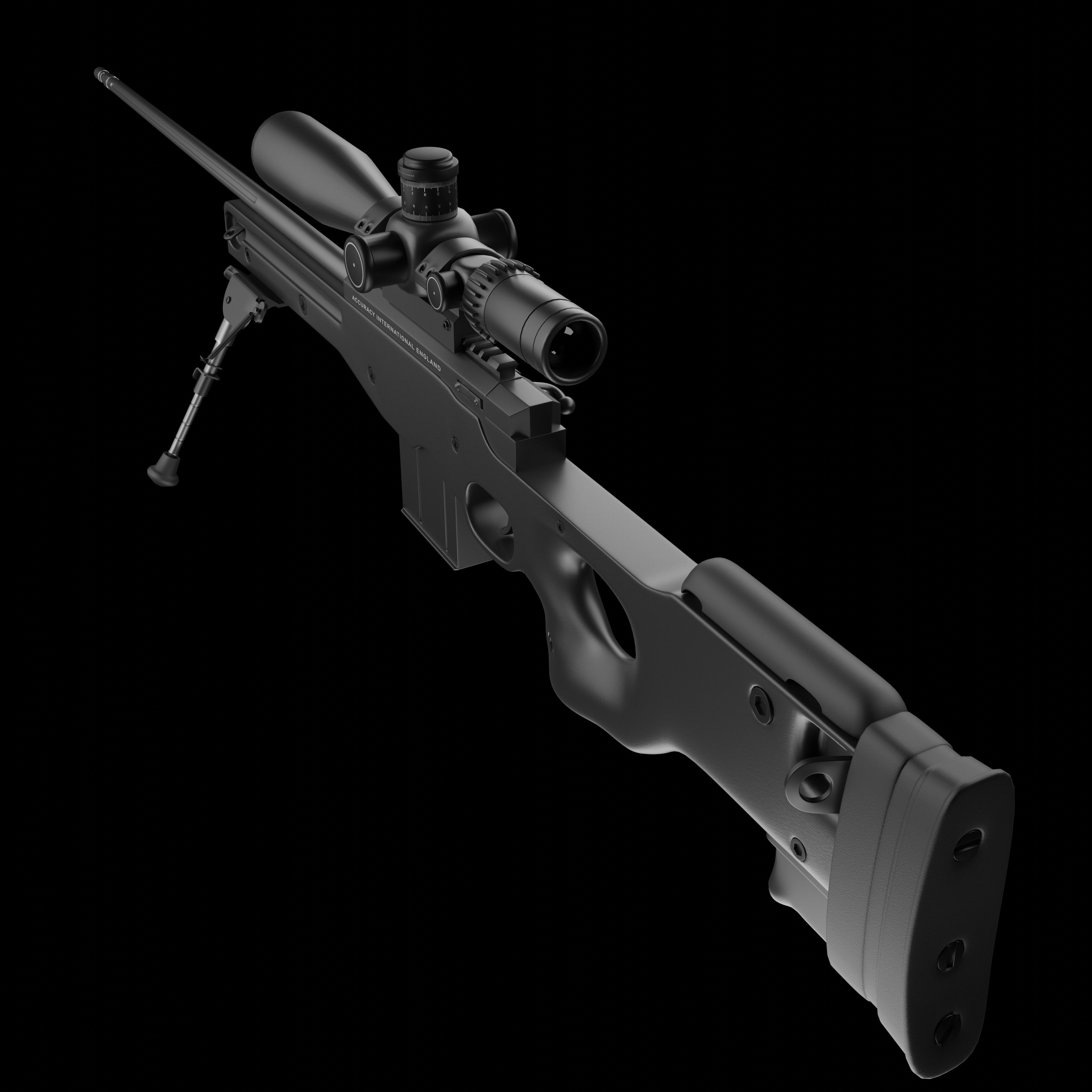 Sniper Rifle Low-poly 3D model_4