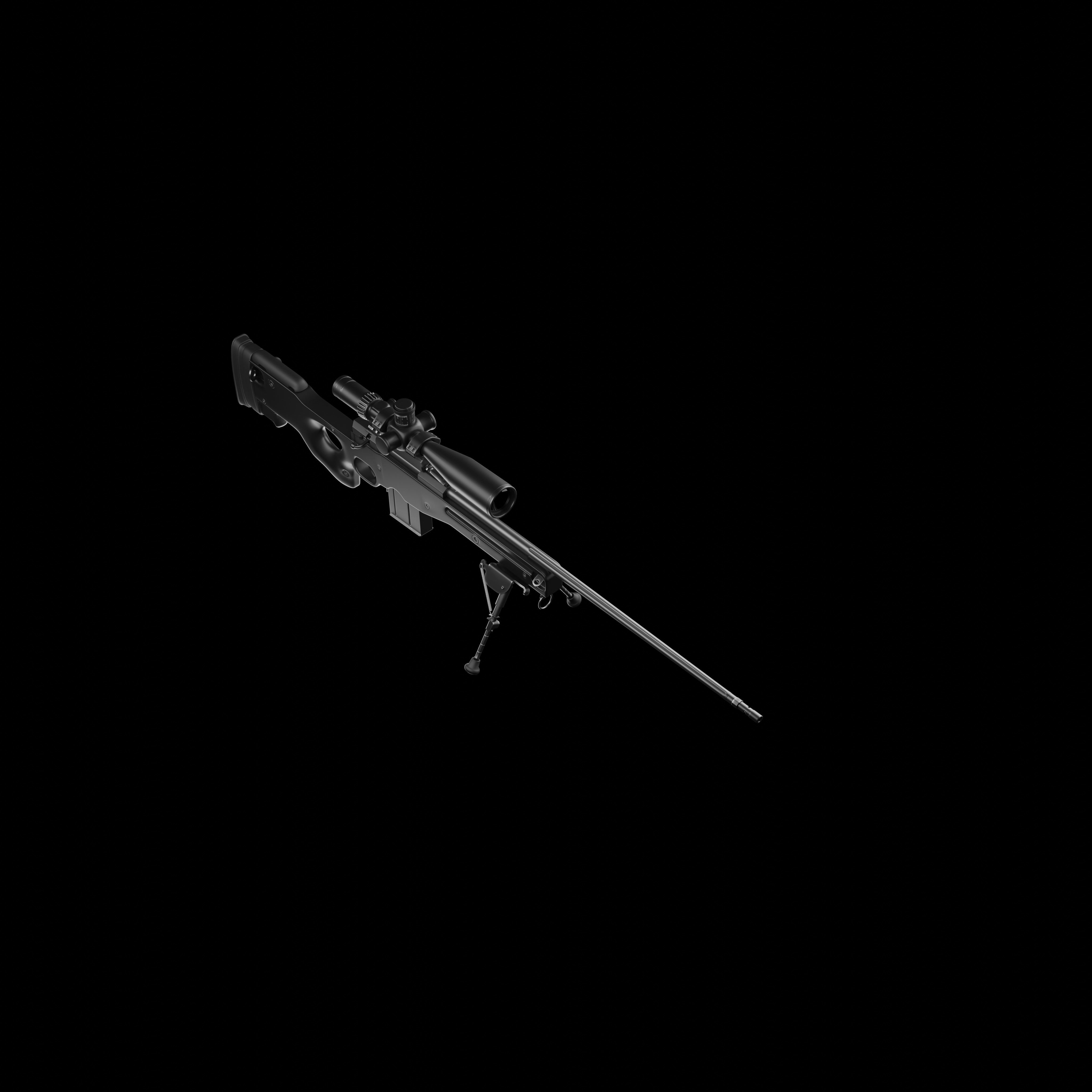 Sniper Rifle Low-poly 3D model_12