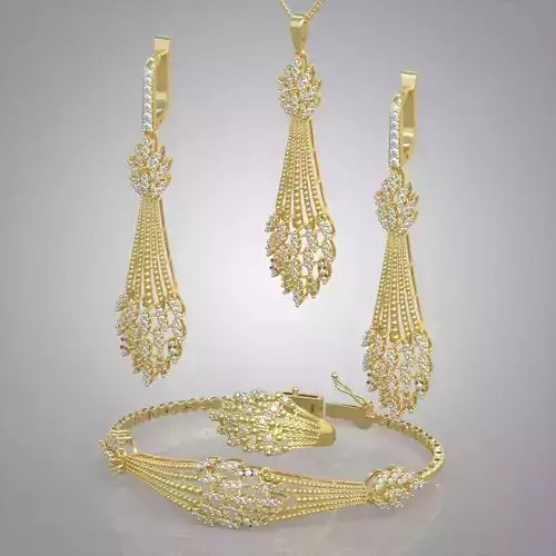 Ring Bracelet Earring and Pendant Set 3D printable model 0005 3D Model Collection