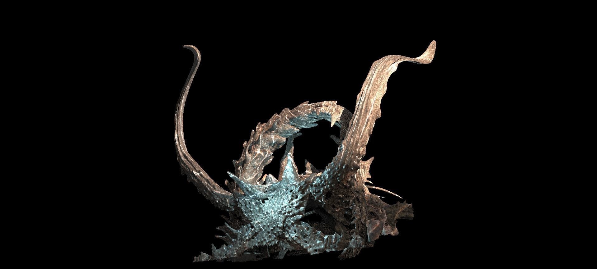 Dark Alien Dragon God Bone In space 5 3D model_1