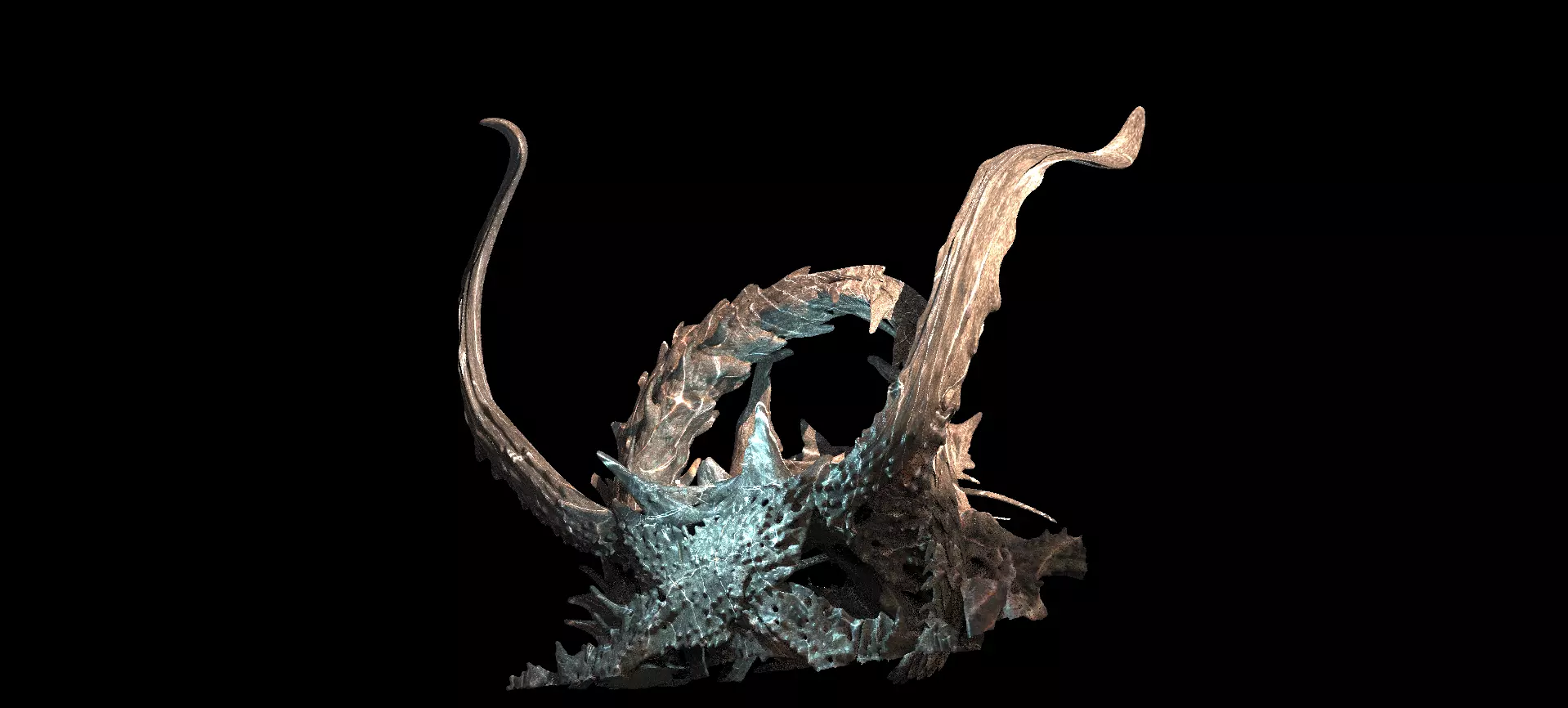 Dark Alien Dragon God Bone In space 5 3D model_0