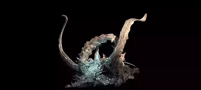 Dark Alien Dragon God Bone In space 5 3D model
