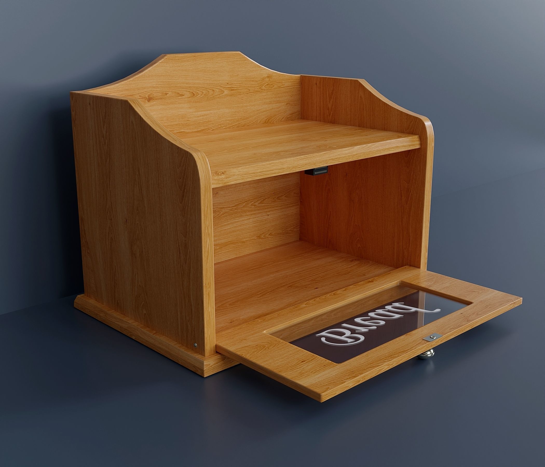 Wooden container for storing bread Low-poly 3D model_2