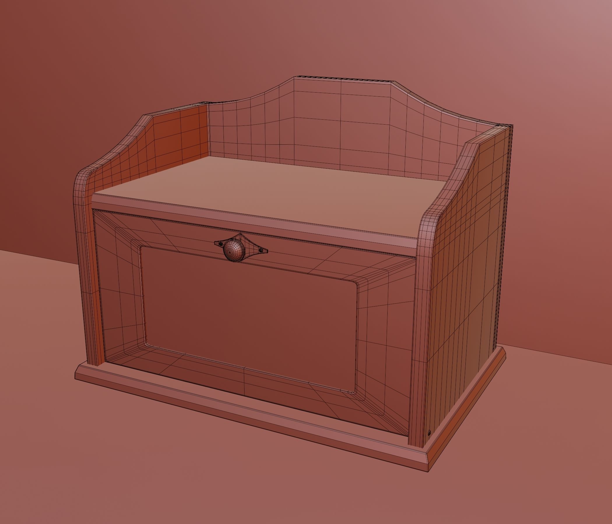 Wooden container for storing bread Low-poly 3D model_5