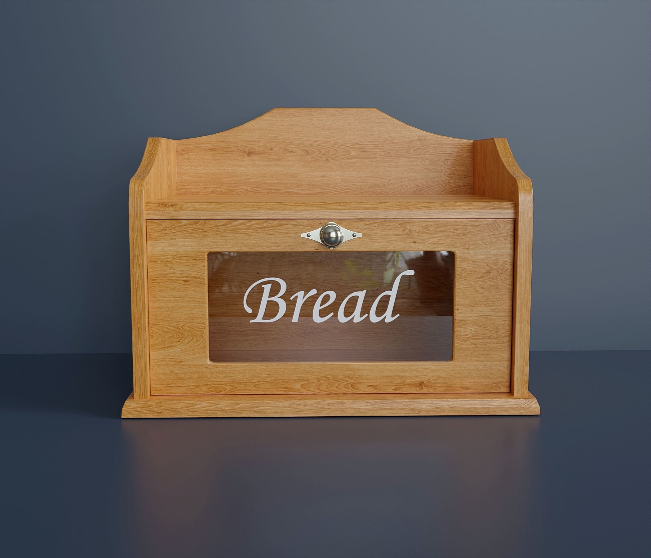 Wooden container for storing bread Low-poly 3D model_1