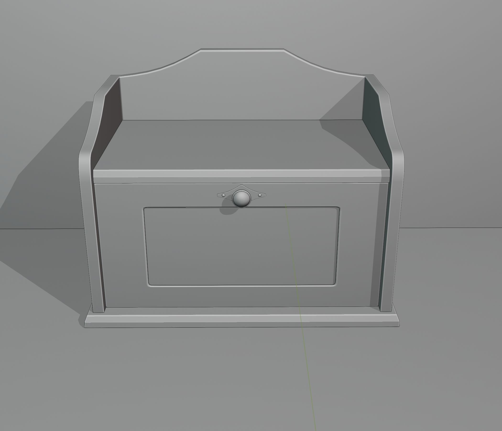 Wooden container for storing bread Low-poly 3D model_3