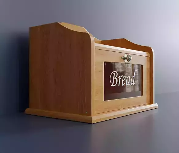 Wooden container for storing bread Low-poly 3D model
