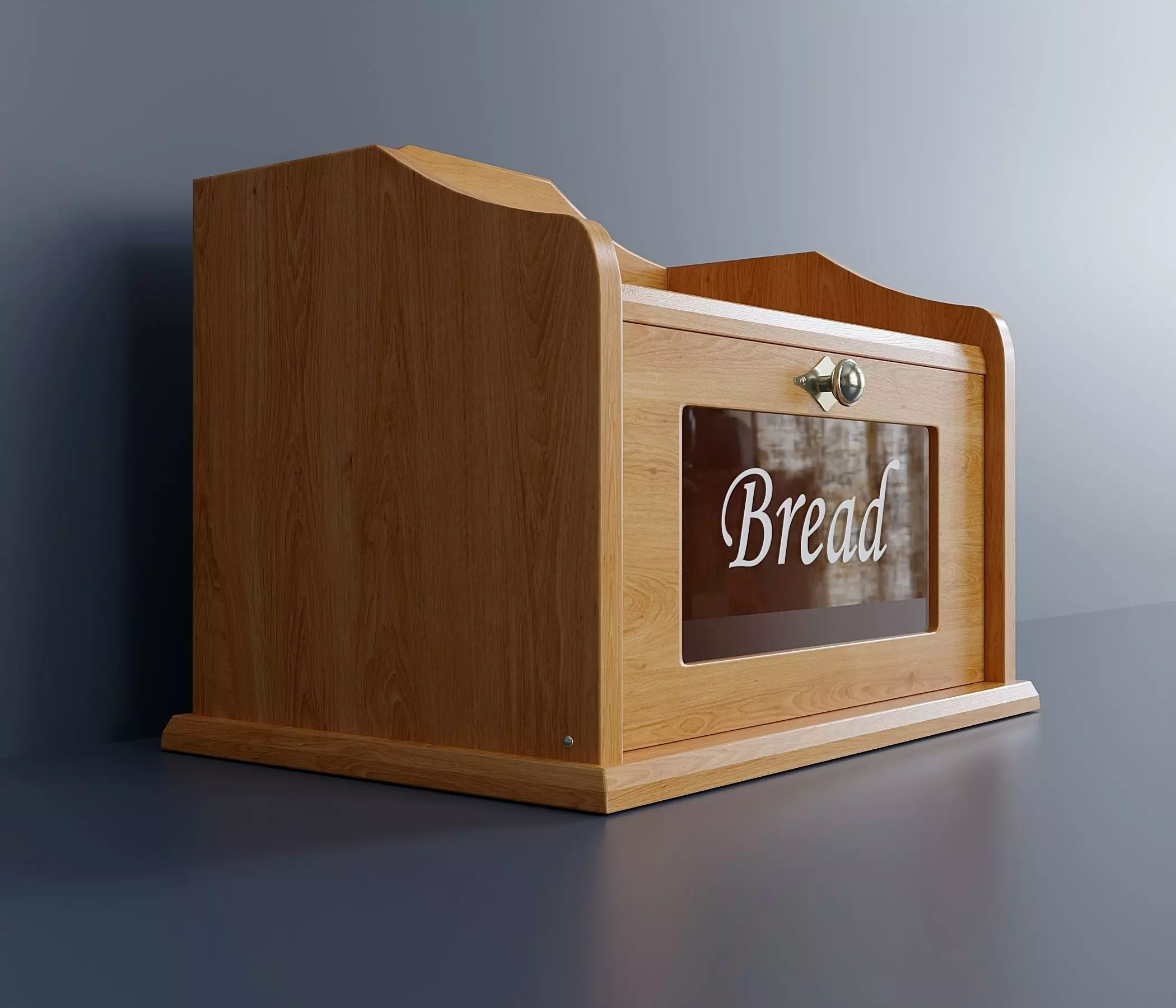 Wooden container for storing bread Low-poly 3D model_0