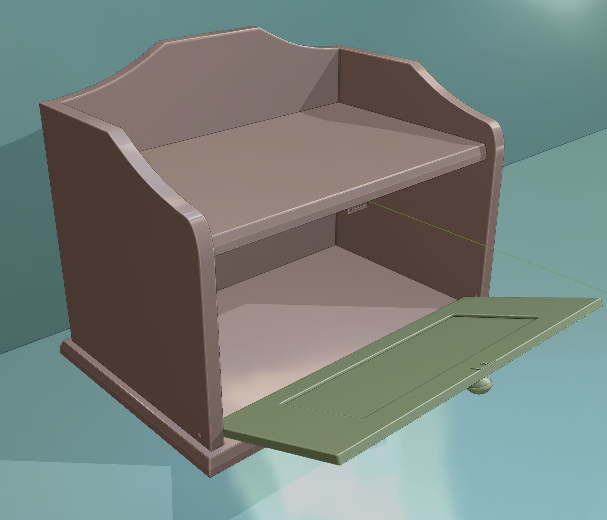 Wooden container for storing bread Low-poly 3D model_4