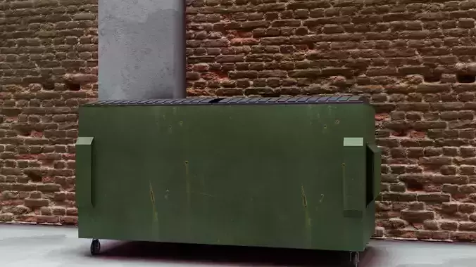 Green Dumpster Low-poly 3D model
