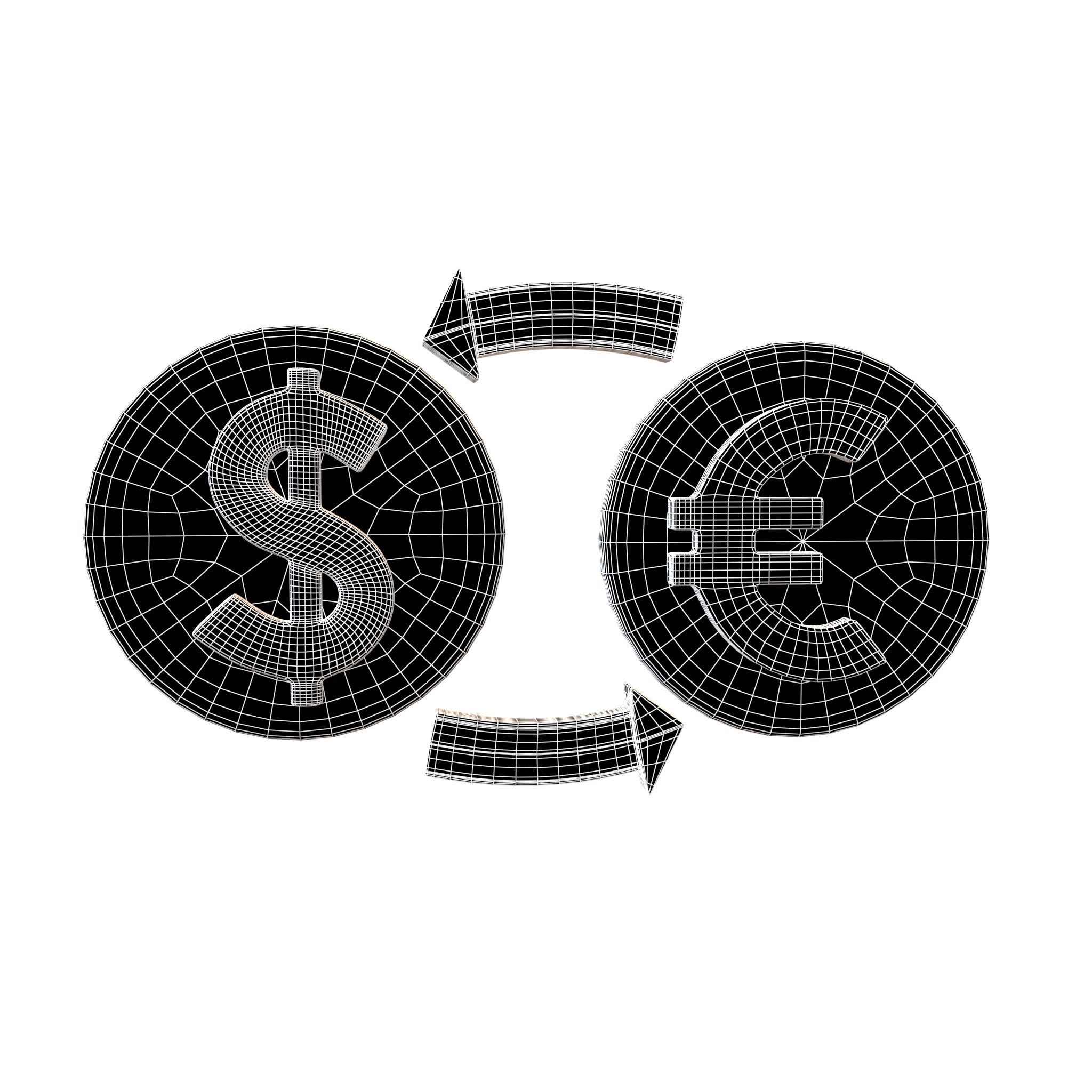 Currency Exchange Dollar To Euro Icon v1 003 Low-poly 3D model_4