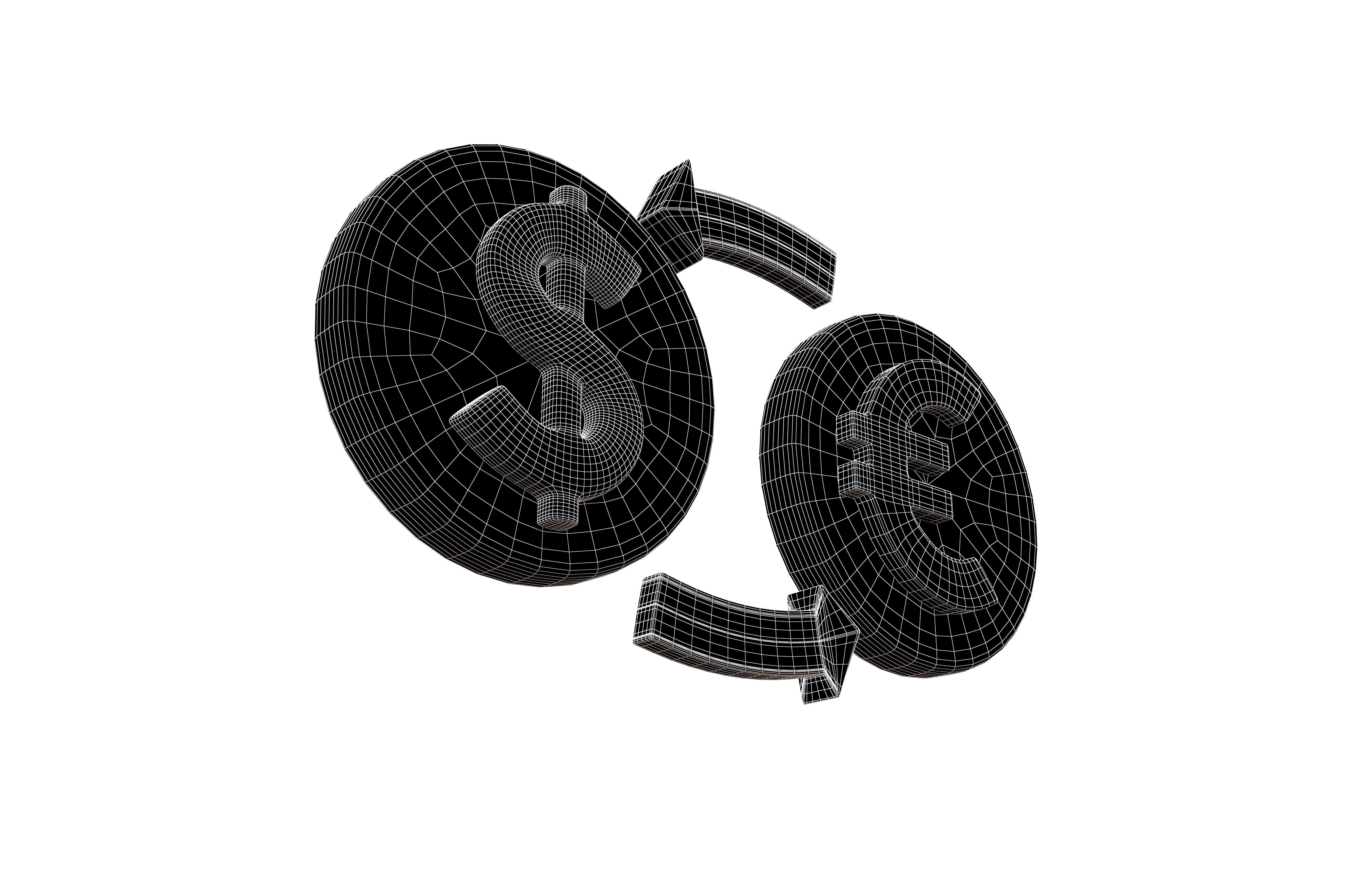 Currency Exchange Dollar To Euro Icon v1 003 Low-poly 3D model_7