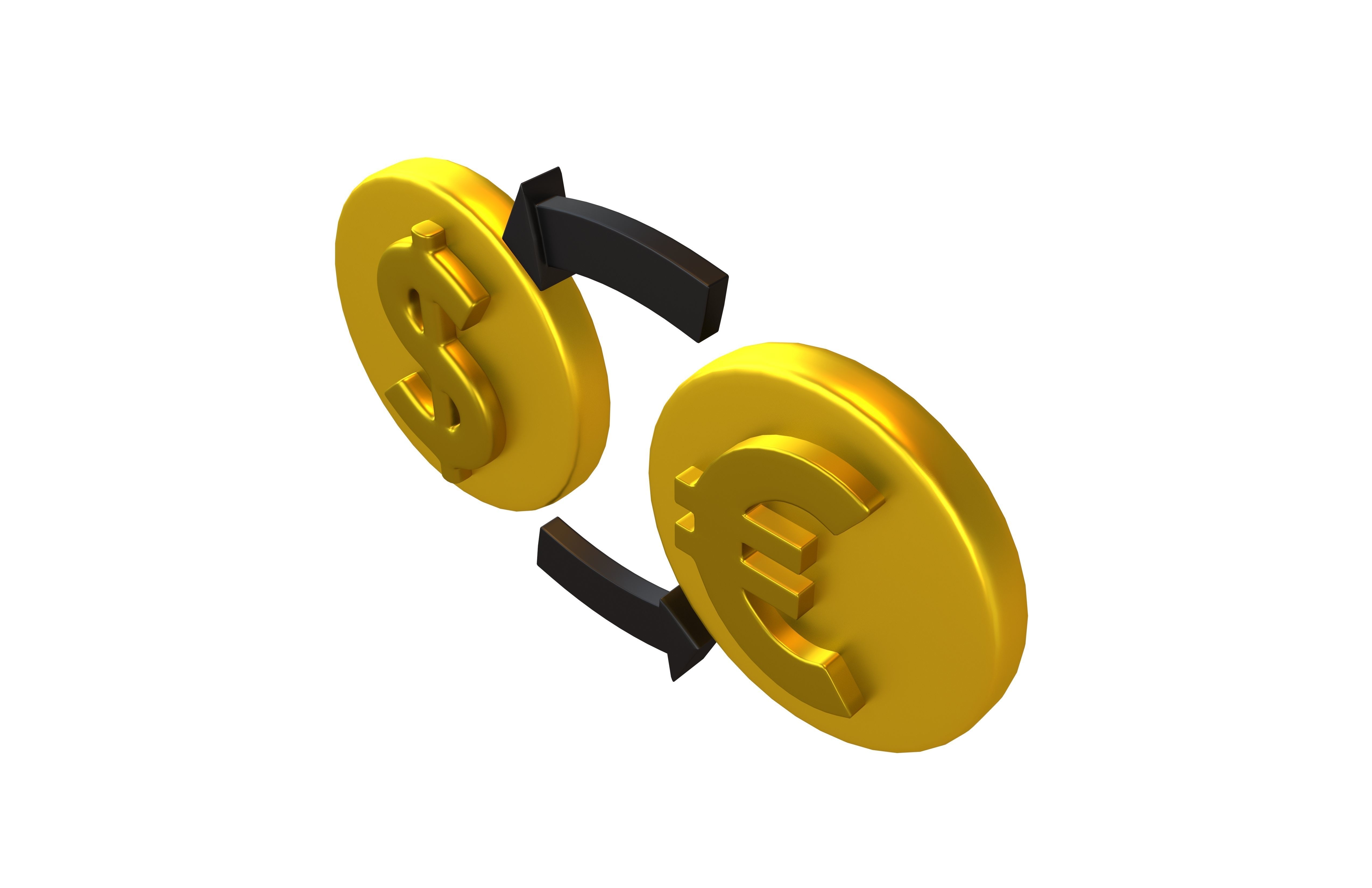Currency Exchange Dollar To Euro Icon v1 003 Low-poly 3D model_1