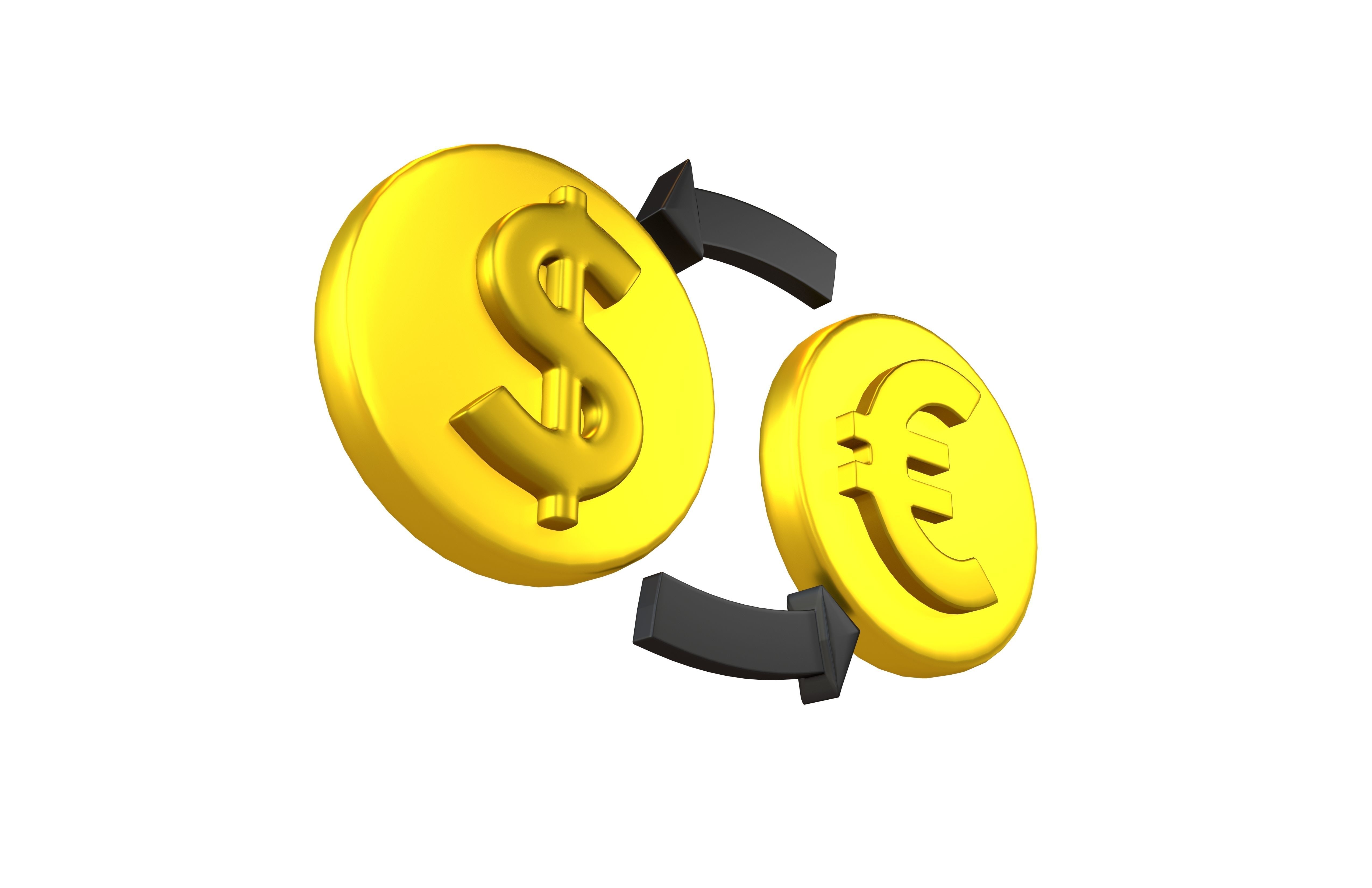 Currency Exchange Dollar To Euro Icon v1 003 Low-poly 3D model_2