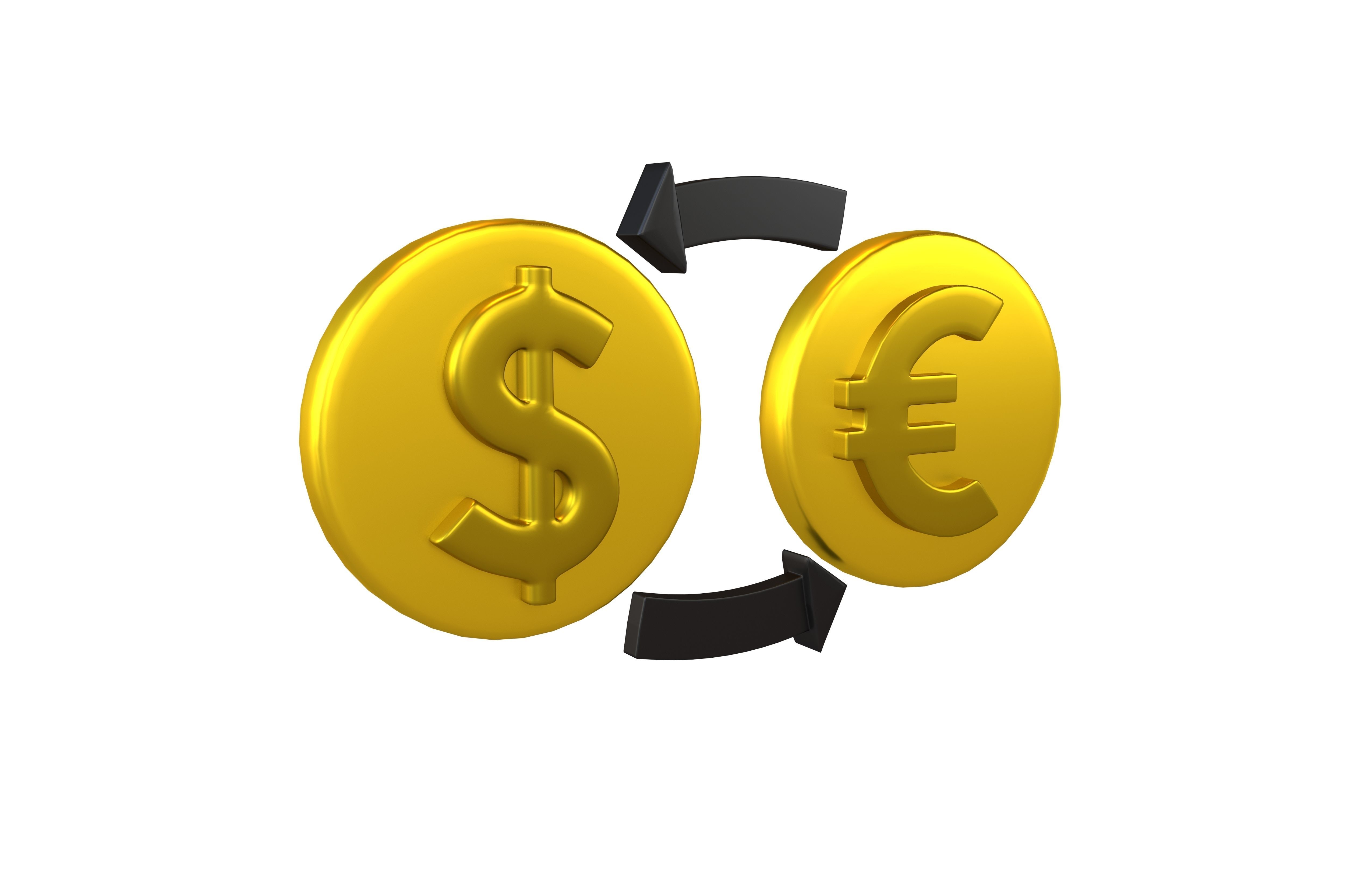 Currency Exchange Dollar To Euro Icon v1 003 Low-poly 3D model_3