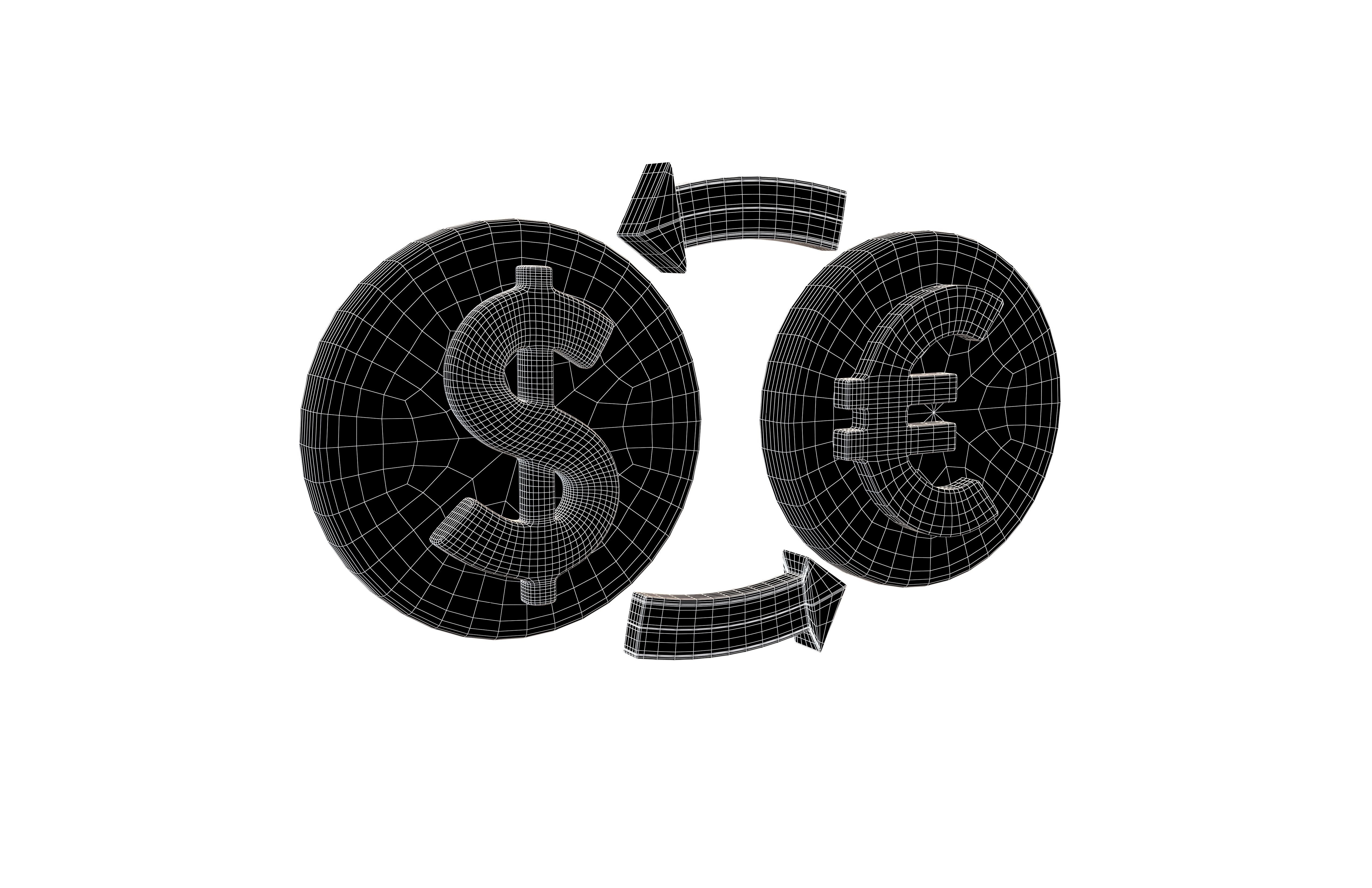 Currency Exchange Dollar To Euro Icon v1 003 Low-poly 3D model_5