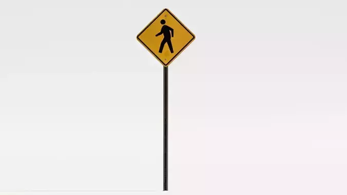 Crosswalk Sign 3D model Low-Poly
