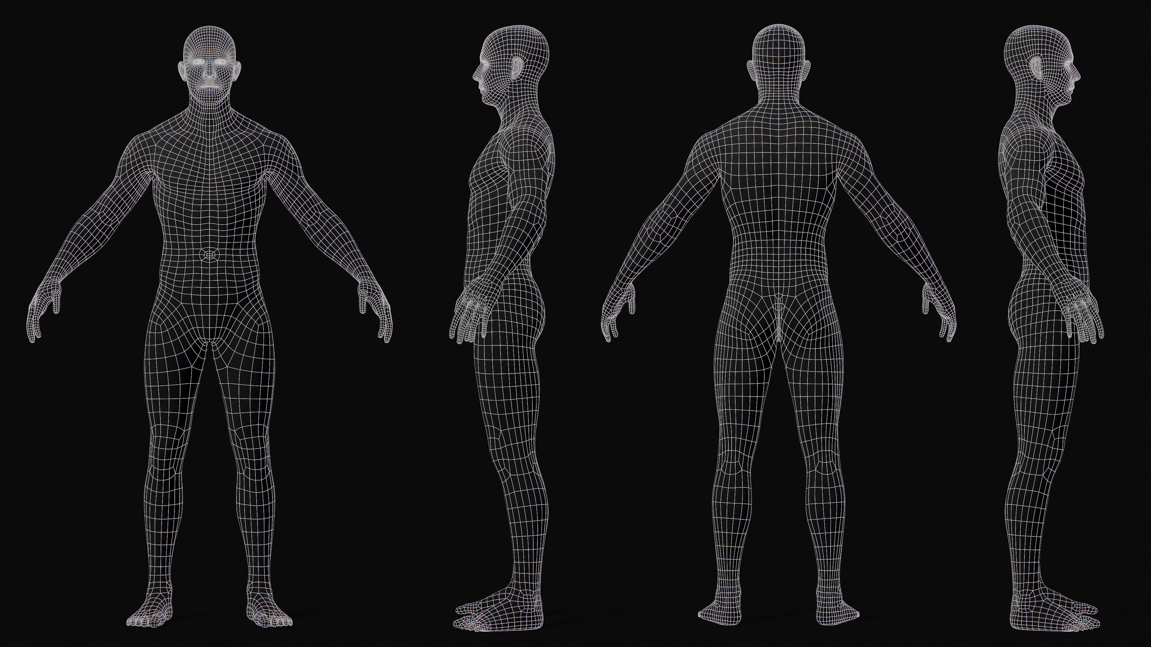 Realistic Athletic Man Body Base Mesh Low-poly 3D model_4