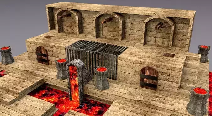 dungeon and temple  Low-poly 3D model