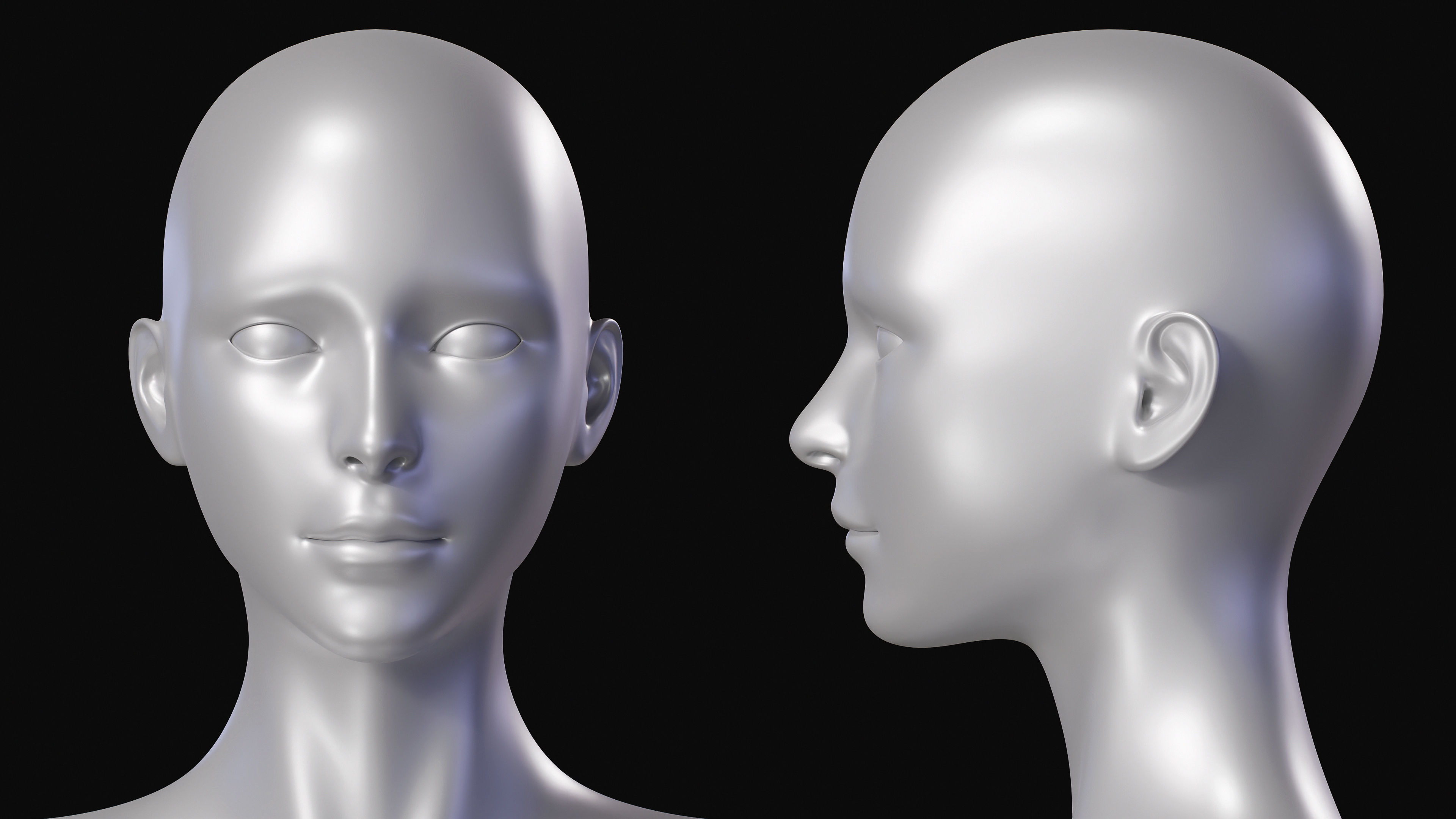 Realistic Female Body Base Mesh Low-poly 3D model_5