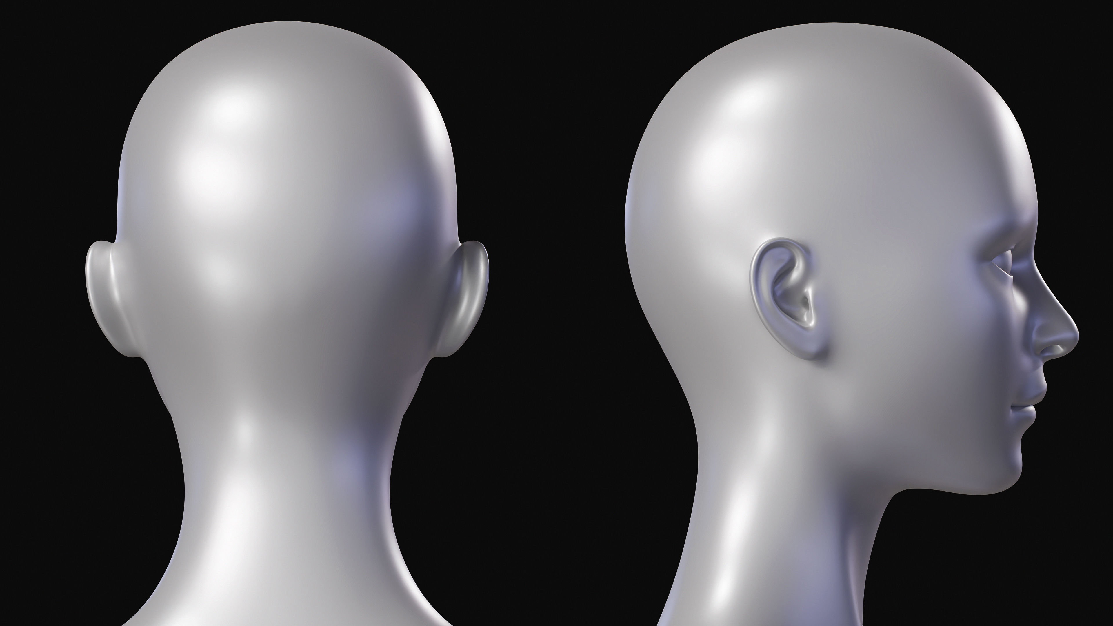 Realistic Female Body Base Mesh Low-poly 3D model_7