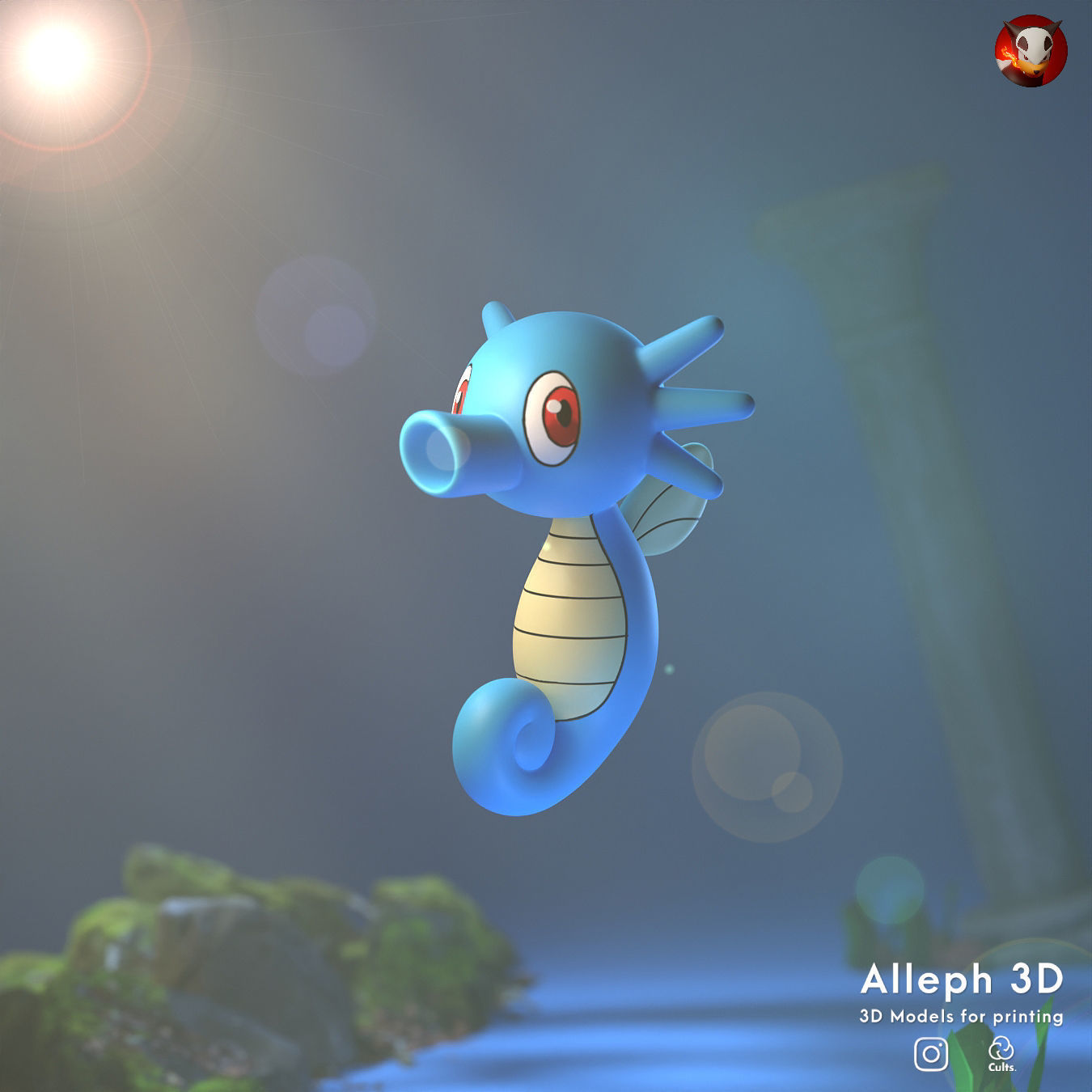 Pokemon horsea evolution pack 3D print model_1