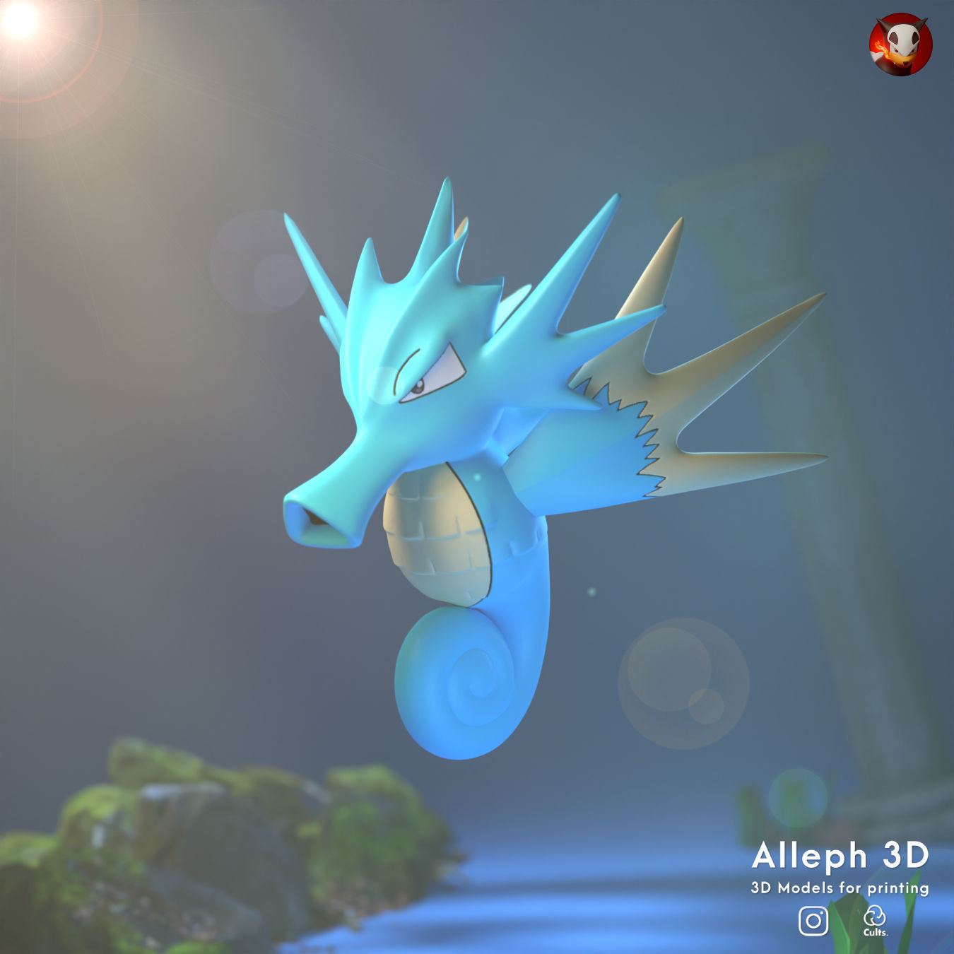 Pokemon horsea evolution pack 3D print model_2