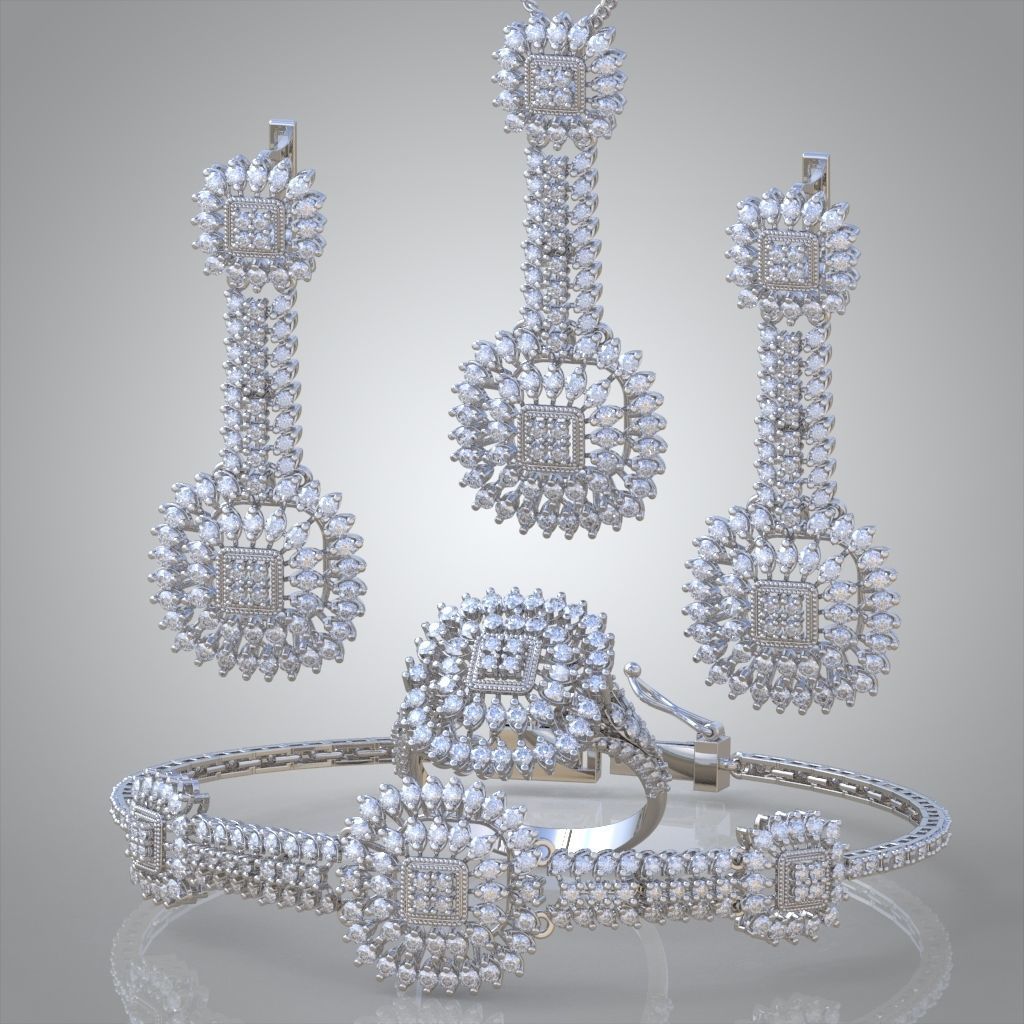 Ring Bracelet Earring and Pendant Set 3D printable model 0007 3D Model Collection_2